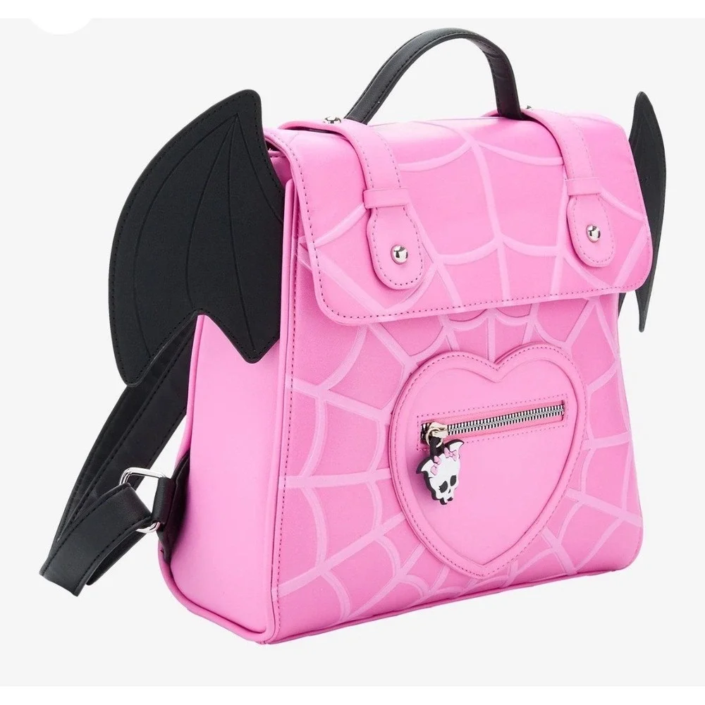 Monster High Draculaura Mini Backpack Pink Bat Wings Skullette NWT
